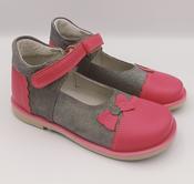 Ani-But Girls Orthopaedic Leather Ballerinas with Thomas Heel – Pink &amp; Silver image