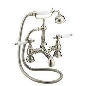 Heritage Glastonbury B/S Mixer, White Handles, Vintage Gold image