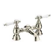 Heritage Glastonbury Bath Filler, White Handles, Vintage Gold image