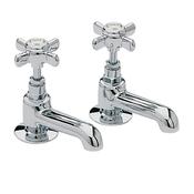 Heritage Dawlish 1/2" Basin Pillar Taps Quarter Turn CD in Chrome (Pair) TDCC00 image