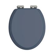 Heritage Maritime Blue Toilet Seat with Soft Close Vintage Gold Hinges image