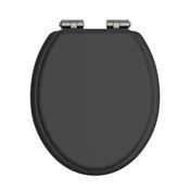 Heritage Black Toilet Seat with Soft Close Brushed Nickel Hinges image