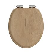 Heritage Oak Toilet Seat with Soft Close Chrome Hinges image