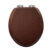 Heritage Walnut Toilet Seat with Soft Close Chrome Hinges image