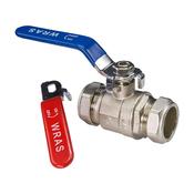 15mm Full Bore Lever Valve Red/Blue Handle WRAS