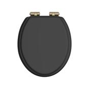 Heritage Black Toilet Seat with Brushed Brass Soft Close Hinge image