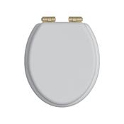 Heritage White Gloss Toilet Seat with Brushed Brass Soft Close Hinge image