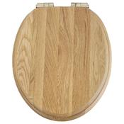 Heritage Oak Toilet Seat with Brushed Brass Soft Close Hinges image