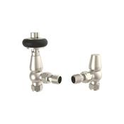 Caerleon Wooden Head Angle TRV Rad Valves, Satin Nickel