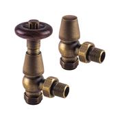 Builth Metal Head Angle TRV Valves, Antique Brass