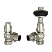 Builth Metal Head Angle TRV Valves, Satin Nickel
