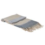 Blue and Biscuit Stripe Throw with Tassels image