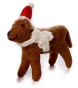 Chocolate Labrador with Hat and Scarf