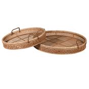 Pair of Round Bamboo Trays