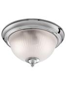 Searchlight American Diner IP44 Ceiling Flush Satin Silver &amp; Acid Glass image