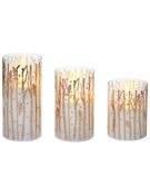 Premier Festive Set of 3 Woodland Design Printed Glass Candles Rose Gold image