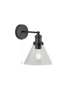 Searchlight Pyramid Wall Light Black &amp; Glass image