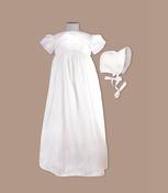 Christening Gown with Matching Bonnet - Ivory - Helen Marie Handmade Irish Christening Gowns image
