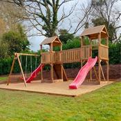 Safari Wooden Double Tower with Bridge, Swings &amp;amp; 2 Slides | Unit 4 image