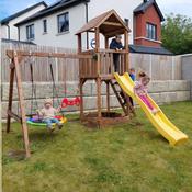 Safari Wooden Play Tower with Double Swings &amp;amp; 9ft Slide | Unit 2 image