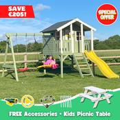 Toby Kids Playhouse with Double Swing and Slide 2.1m² image