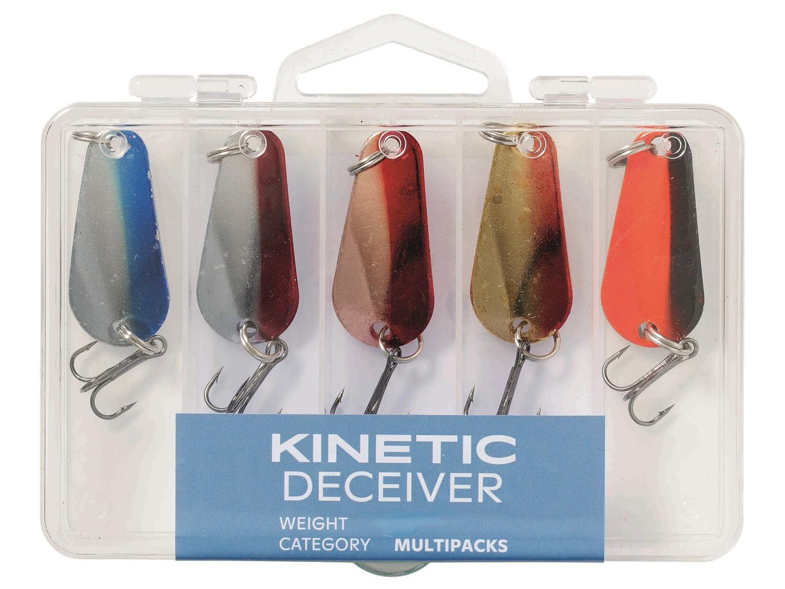 Kinetic Deceiver Fishing Lures 7g 5pcs Spoon Hooks Transparent Lure Box