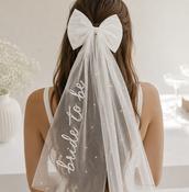 Bride To Be Pearl Bow Veil image