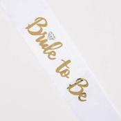 Bride To Be Sash, White and Gold, with ring. image