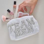 Embellished Pearl Team Hen Makeup Bag image