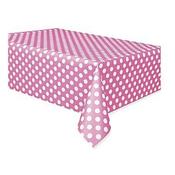 Fuschia Pink Polka Dot Plastic Tablecover image