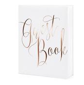 White Wedding Guestbook with Rose Gold Inscription