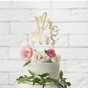 Mr &amp; Mrs Cake Topper, Gold