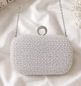 Pearl Bridal Clutch Bag with Diamanté Clasp