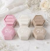 Personalised Double Ring Box - Choice of Colour - Champagne