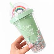 Personalised Green Cold Cup - Rainbow Shaker