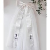 Personalised Luxury Long Satin Bow Veil