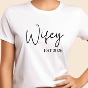 Personalised White T-shirt - Wifey - Small (UK 6-8) image