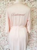 Pink Bridesmaid Embroidered Robe - Short Length (Size UK 6-10) image