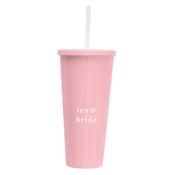 Pink Reusable Team Bride Hen Party Cup with Straw