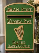 RENTAL Wedding Card Post Box - Green &amp; Gold image