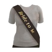 Sash Bride to Be Black with Silver Writing image