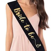 Sash, Satin Black Bride to be with Gold Lettering image