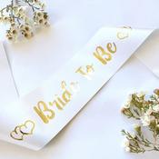 Sash, Satin White Bride To Be with Gold Lettering image