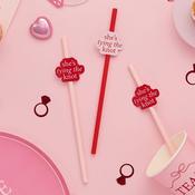 She's Tying the Knot Paper Straws - Red/Pink