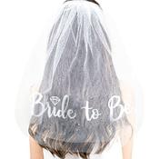 Veil White &amp; Silver Bride to Be with Ring