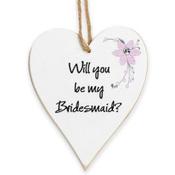 Whitewash floral wooden heart 'Will you be my bridesmaid'
