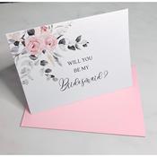 Will you be my Bridesmaid Card with envelope - Rose Design image