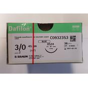 Dafilon, Non Absorb, 3-0, 45cm, 3/8 Circle, Reverse Cutting, DS Needle, monofilament Blue, polyamide (Pack 36)