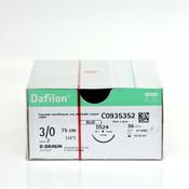 Dafilon, Non Absorb, 3-0, 45cm, 3/8 Circle, Reverse Cutting, DS Needle, monofilament Blue, polyamide(Pack 36) image