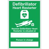 Defibrillator Sign Nearest and In Charge A4 Rigid